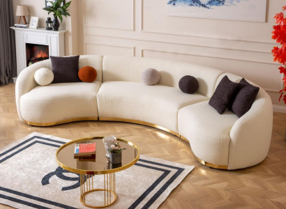 Designer round sofa white corner suite modern furniture in living room luxury