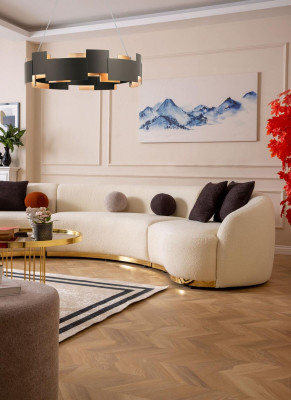 Designer round sofa white corner suite modern furniture in living room luxury