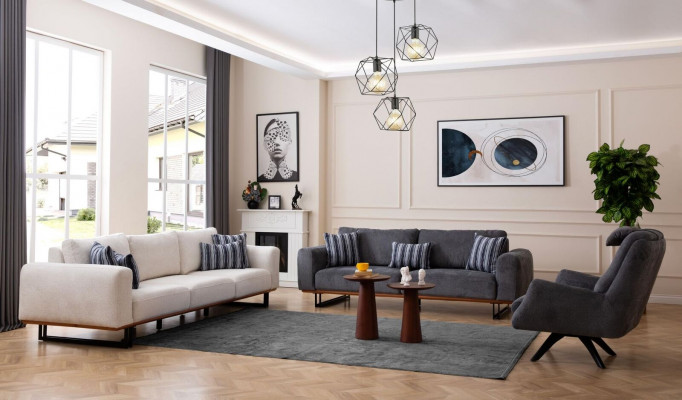 Design sofa set living room set modern suites 4+3+1 seat 3-piece.