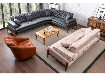 Living Room Set Sofa Suite 3+1 Corner Sofa L-shaped Corner Suite Corner Couch 3-piece.