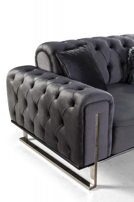 Luxury Chesterfield Sofa 3 Seater Gray Sofa Upholstery Textile Couch