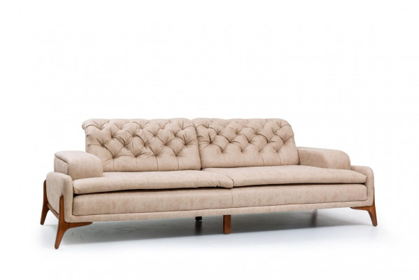 Modern sofa, 3-seater designer piece, beige color, style, 240 cm, living room beige sofas
