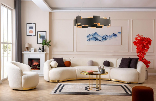 Designer living room set modern sofa suite round sofa + 1-seater 2-piece set