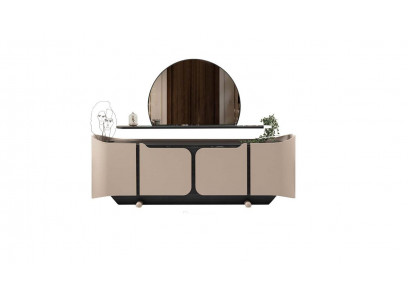 Sideboard Sideboard Dresser with Mirror Cupboard Wood Beige Modern Set