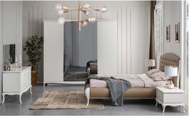 Bedroom set double bed suite bed frame bed set 6-piece white