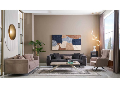 Sofa Set Complete Sofas Fabric Sofa Upholstered Sofas Beige Set 3-piece