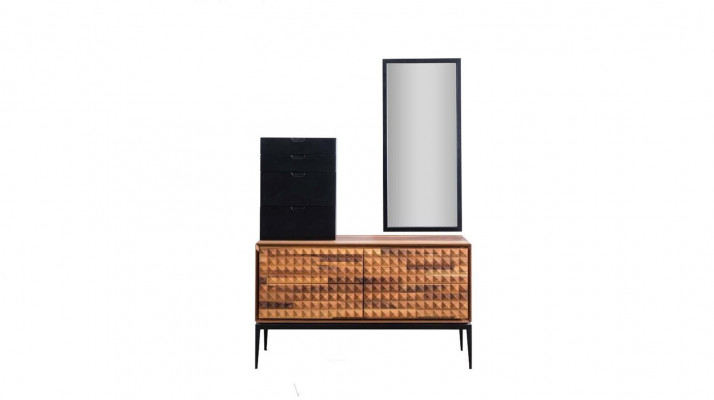 Bedroom dresser with mirror brown wood add-on wardrobe dresser set