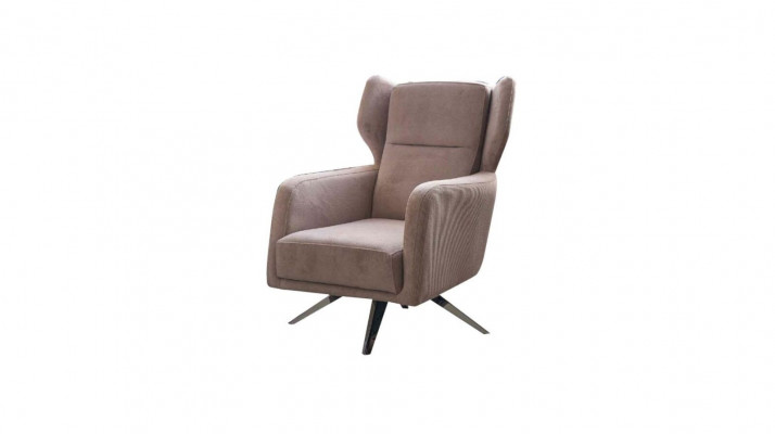 Luxury Armchair Single-Seater Fabric Living Room Design Beige Upholstery Seat