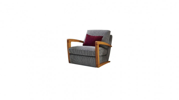 Armchair Single-Seater Fabric Living Room Classic Gray Upholstered Seat.