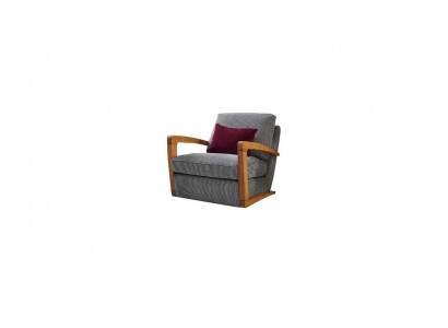 Armchair Single-Seater Fabric Living Room Classic Gray Upholstered Seat.