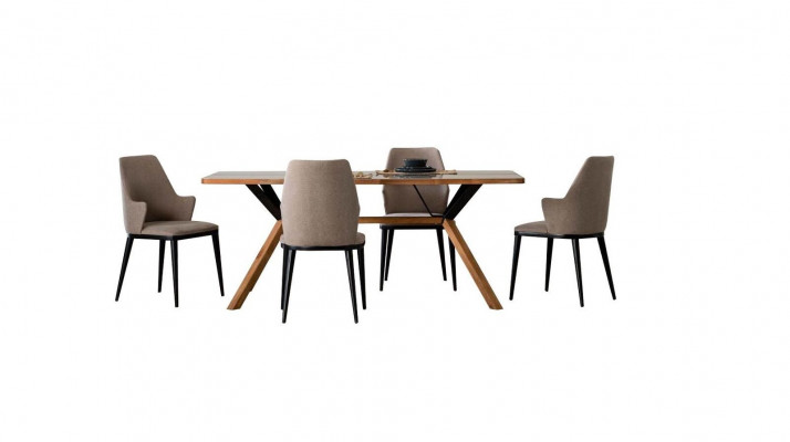 Dining nook table set, dining room, dining table, chairs, 5-piece, brown, wood