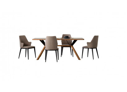 Dining nook table set, dining room, dining table, chairs, 5-piece, brown, wood
