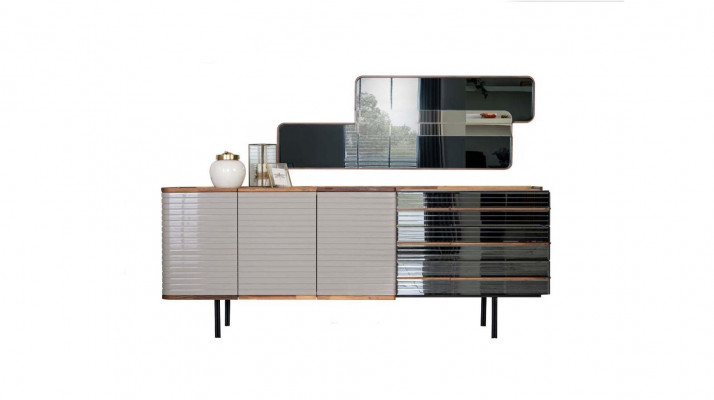 White sideboard with mirror dresser cabinet wood dining room