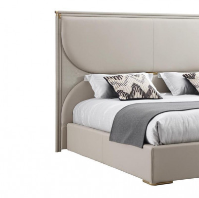 Luxury bedroom bed designer furniture double bed white textile beds wood new
