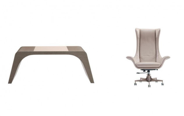 Office study luxury desk with computer chair office furniture modern beige