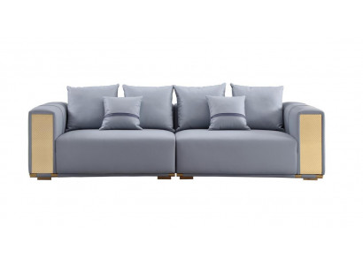 Luxury Sofa 4-Seater Upholstered Sofa Blue Textile Seat Design Couch Modern New