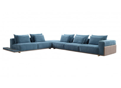 Blue L-shaped sofa sectional living room luxury upholstered furniture luxury design new