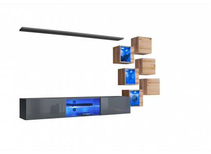 8-piece designer living wall gray furniture wood furniture wall cabinet new