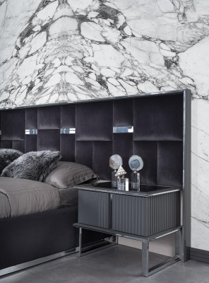 Complete bedroom furniture double bed 2x nightstands luxury wardrobe