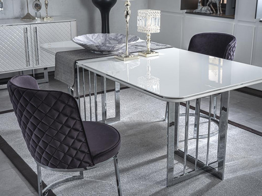 Dining room furniture luxury complete dining table sideboard with mirror design 4x chairs