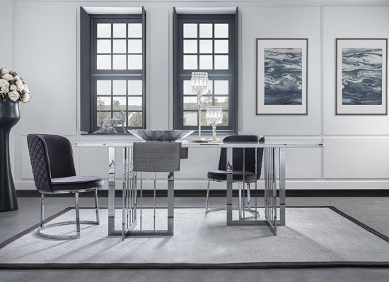 Dining room furniture luxury complete dining table sideboard with mirror design 4x chairs