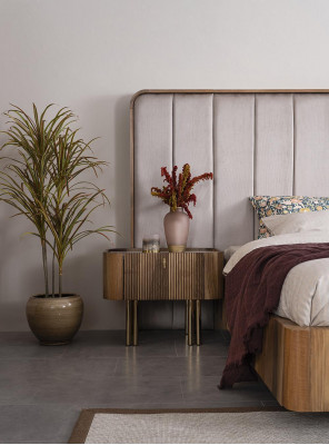 Bedroom set double bed modern 2x nightstands luxury dresser with mirror