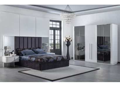 Bedroom Complete Luxury Modern Bed 2x Nightstands Luxury Wardrobe