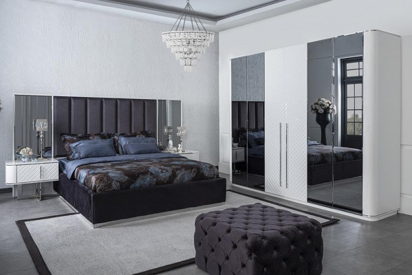 Bedroom Complete Luxury Modern Bed 2x Nightstands Luxury Wardrobe