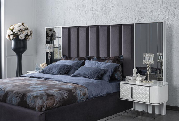 Bedroom Complete Luxury Modern Bed 2x Nightstands Luxury Wardrobe