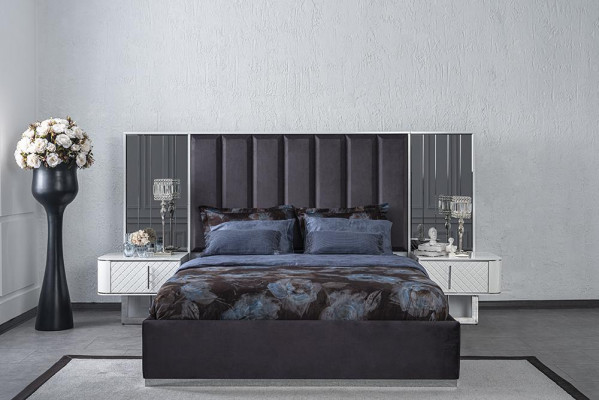 Double Bed Modern 2x Nightstands Bedroom Set Luxury Design Furniture