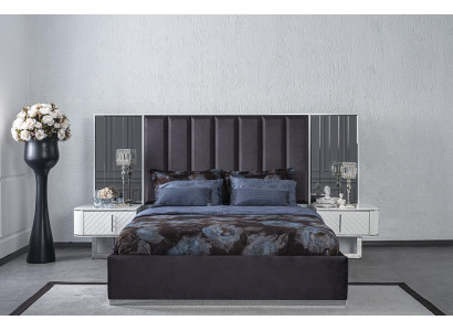 Double Bed Modern 2x Nightstands Bedroom Set Luxury Design Furniture