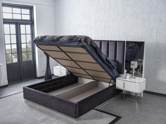 Double Bed Modern 2x Nightstands Bedroom Set Luxury Design Furniture