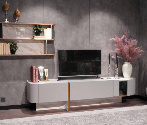 Living Room Set Luxury Wall Unit TV Stand Sideboard New Wall Shelf