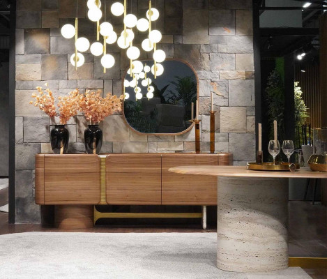 Sideboard Dresser Set Buffet Mirror Wood Brown Furniture Design Set
