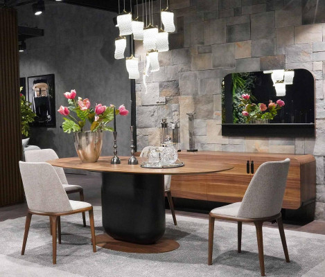 Dining room set 6-piece dining table chairs dining group sideboard cabinet furniture