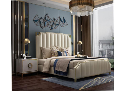 Bed 2x nightstand 3-piece bedroom set design modern luxury furniture