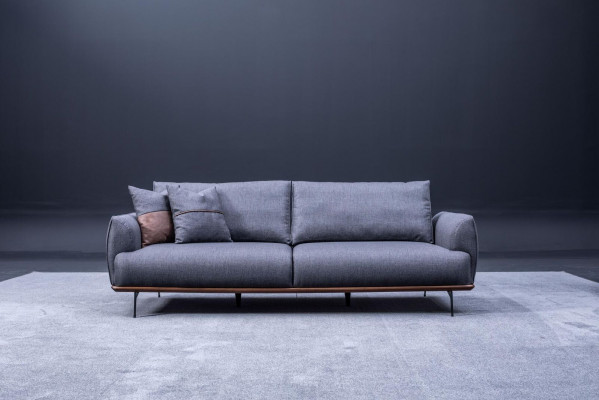 Gray upholstered sofa modern three-seater living room fabric sofa luxury new