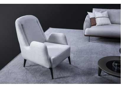 Designer gray armchair luxury 1-seater upholstered armchair textile upholstered armchair