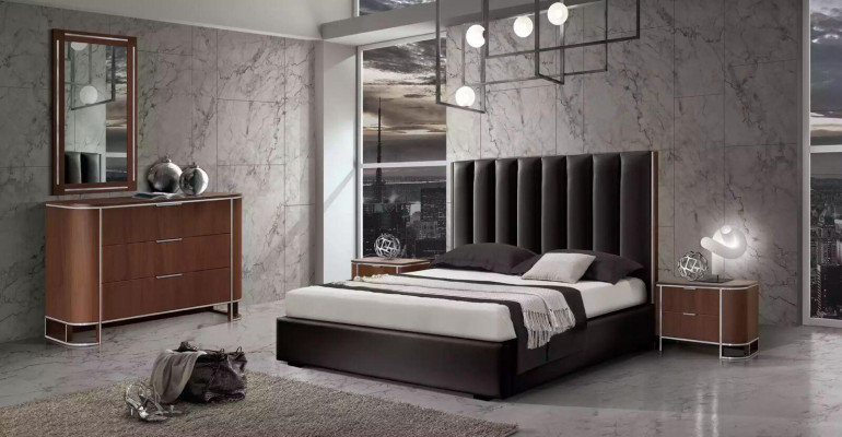 Complete bedroom set designer furniture double bed 2x nightstands 5-piece