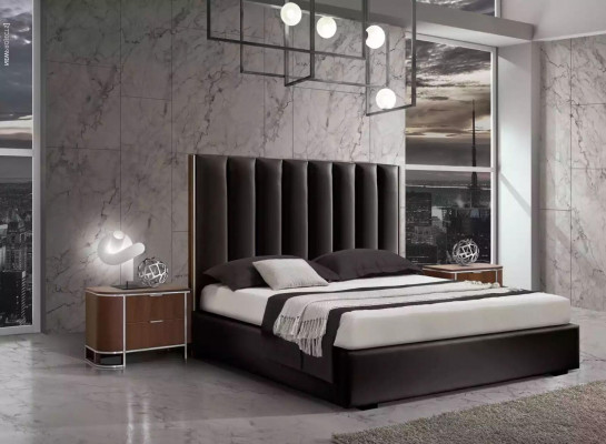 Complete bedroom set designer furniture double bed 2x nightstands 5-piece