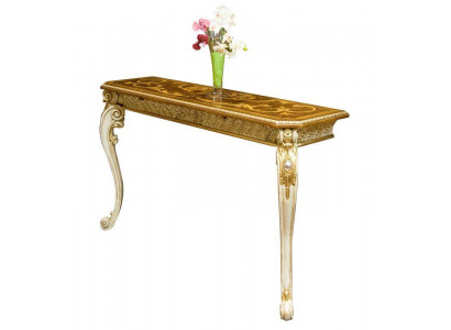 Console table, country house style, classic telephone tables, gold appearance with carved legs