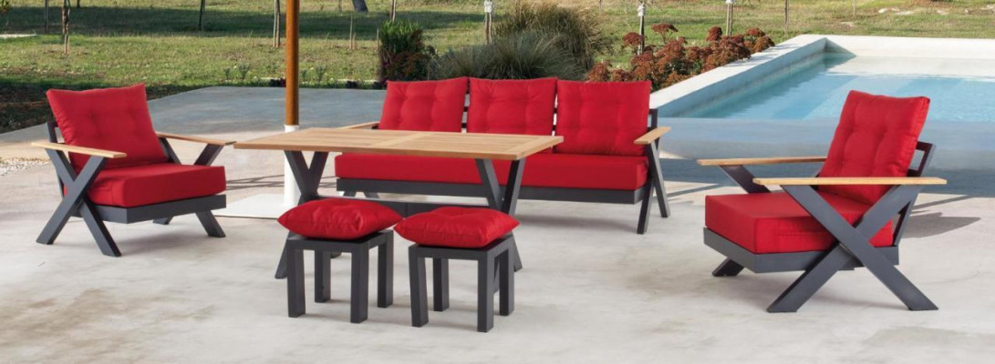 Garden furniture sofa set table stool armchair veranda seating group 6-piece.