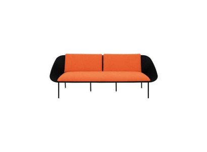 Black-Orange Three-Seater Luxury Sofa 3-Seater Upholstered Couch Textile 3-seater New