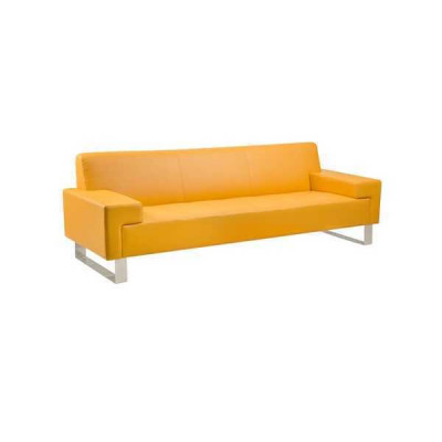 Orange 3-seater upholstered sofa leather couch three-seater living room sofa