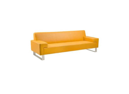 Orange 3-seater upholstered sofa leather couch three-seater living room sofa