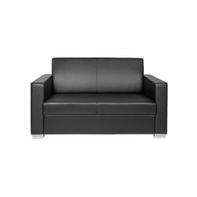 Black leather sofa two-seater couch lounge 2-seater modern club 2-seater
