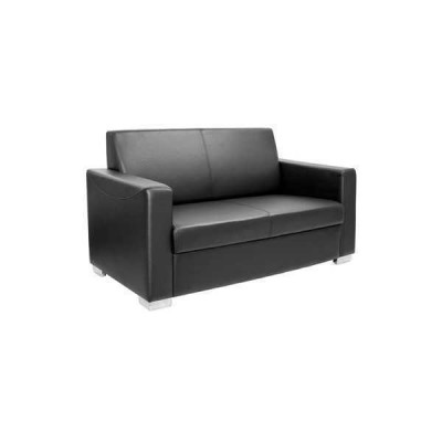 Black leather sofa two-seater couch lounge 2-seater modern club 2-seater