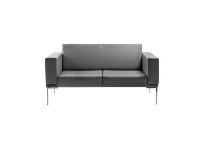 Gray office style 2-seater designer upholstered sofa faux leather couches 2-seater
