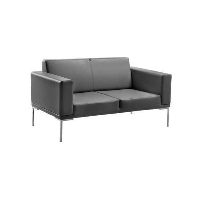 Gray office style 2-seater designer upholstered sofa faux leather couches 2-seater