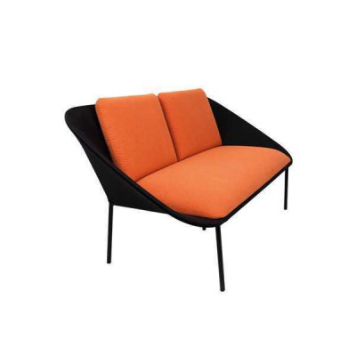 Black-Orange 2-Seater Study Upholstery Modern Couch Textile Sofas